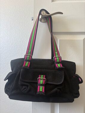 The Sak Waffle Stitch Tote Bag with Pink & Green Striped Straps